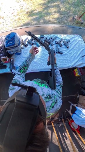 Folding Smith & Wesson M&P FPC 9mm kicking a 9mm into the chamber shooting 27 yards