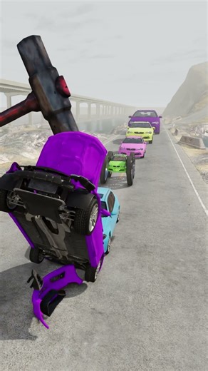 Big & Small Colorful Cars vs Giant Hammer #213 | BeamNG.drive