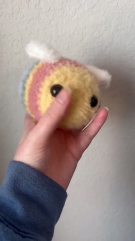 Crochet Fuzzy Weighted Rainbow Bee Plushie Amigurumi Handmade Stuffed Animal - Etsy