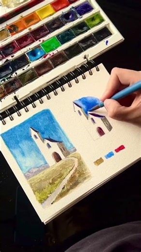 How to paint a church in watercolor (tutorial in description)