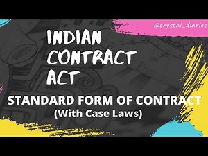 STANDARD FORM OF CONTRACT || INDIAN CONTRACT ACT #indiancontractact