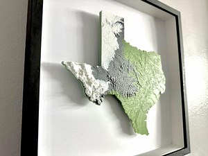 Texas 3D Printed Topographic State Map – Raised Relief Wall Art, Unique Home & Office Decor, Dorm Room Accent, Geography Gift - Etsy