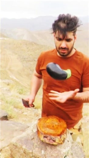 Crazy Mountain Cooking: Eggplant Stuffed with Eggs! 🍆🔥🏔️ #camping