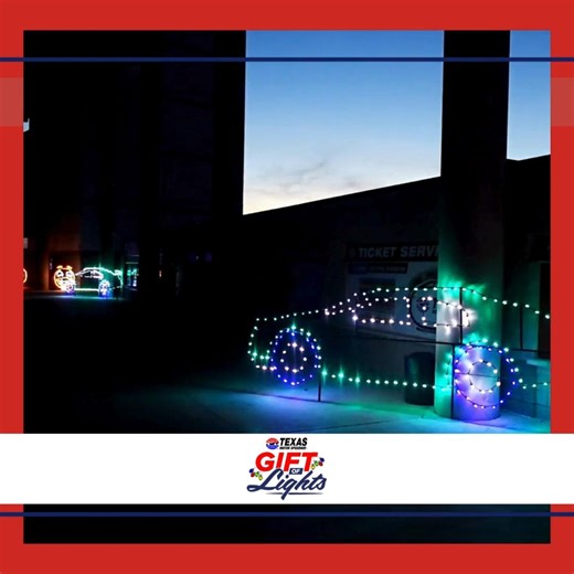 Witness the magic of the Gift of Lights at Texas Motor Speedway! With sparkling displays and breathtaking holiday scenes, this drive-thru event transforms the night into a dazzling winter wonderland. | Gift of Lights at Texas Motor Speedway