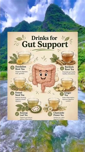 🌿 6 Herbal Teas That May Help Support a Healthy Gut & Digestion 💚