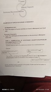 Examples of Grade 12 Geography Research TopicsGeomorphology:... | Filo