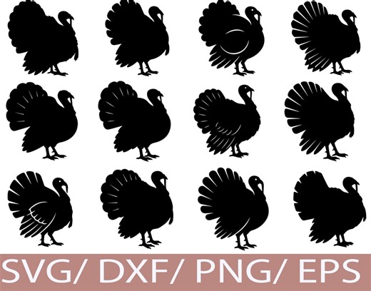 Turkey SVG Silhouette Bundle Thanksgiving Farm Harvest Bird Craft Decor - Etsy
