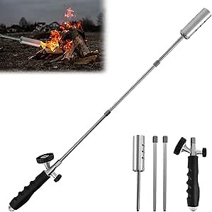 Torch Weed Burner Kit Weed Torch Burner Removable Blow Torch Blow Torch with 2 Poles Multifunctional Flamethrower Safe Weed Burner with Nonslip Rubber Handle for Outdoor Camping