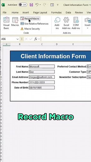 Submit Button with Macros in Excel Forms! 🔘⚡ #ExcelShorts