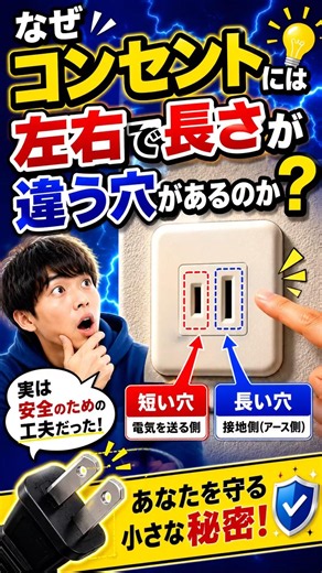 コンセントの穴は左右で長さが違うのがある理由知ってますか？