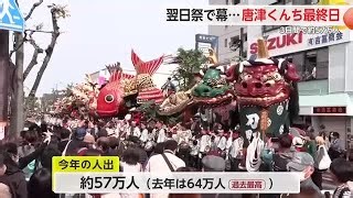 「唐津くんち」翌日祭で幕 勇壮な14台の曳山を楽しむ　3日間で約57万人【佐賀県】
