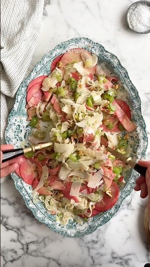 Fennel, Apple and Celery Salad with Walnuts and Parmesan #recipe