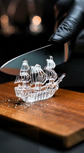Slicing "Crystal Pirate Ship" 🚢 #shorts #asmr #shortvideo #trending #usa