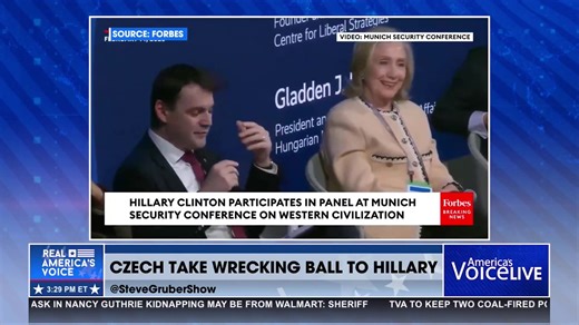 CZECH POLITICIAN TAKES RUN AT HILLARY CLINTON, SHE IS TOLD TO LET HIM TALK "Can I please finish? I am sorry that this makes you nervous." You can't miss these two moments from the former Secretary of State in Munich. | America's Voice News