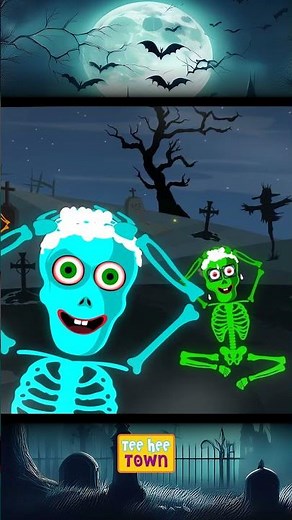 Spooky Skeletons Midnight Routine #shorts #halloween #teeheetown #hooplakidz