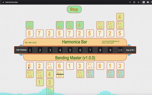 口琴萌新程序员原创十孔口琴压音超吹超吸把位训练工具，https://harmonica.bar