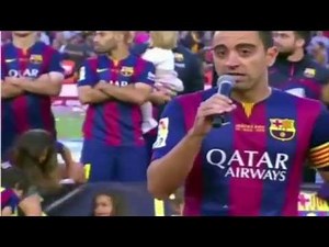 Xavi Hernandez llorando en su despedida Barcelona Campeon de Liga españa 23/05/15