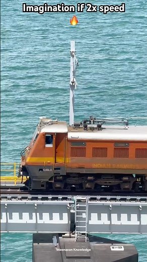 Thinking 🧐 if train running in Pamban bridge with this speed #pambanbridge