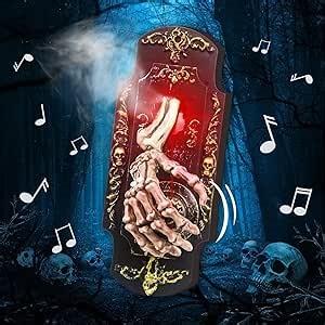 IGMaryBox Halloween Hanging Spray Doorbell Skeleton Hand Movable Halloween Decoration Luminous Sounding Scary Doorbell Halloween Party Decoration