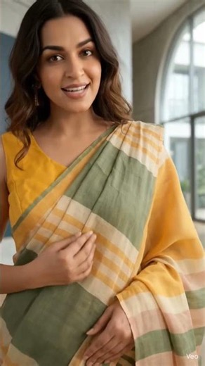Elegant Striped Cotton Saree in Green & Yellow | FlexyLife Modern Ethnic Wear