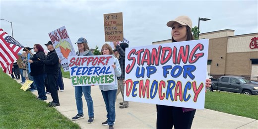 Lenexa Protestors join statewide movement to ‘save democracy’