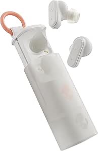 Skullcandy Dime Evo Wireless Earbuds, Bluetooth Headphones, Noise Isolating Fit, Up to 36 Hours Battery, Microphone for iPhone Android, Easy Carry with Clip-Anywhere Case - Bone