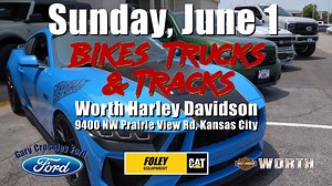 Bikes, Trucks, & Tracks Worth Harley-Davidson Event Space Sunday, June 1 | 11 AM – 5 PM Three powerhouse brands. One massive party. Join Worth Harley-Davidson, Gary Crossley Ford, and Foley Equipment for a full-throttle day of machines, music, food, and fun. What to Expect: - Show-ready motorcycles from Worth Harley-Davidson - Custom lifted trucks from Gary Crossley Ford - Hands-on Caterpillar equipment from Foley Equipment - Live music performances by Edge of Forever from 1-4PM - Hot food and c