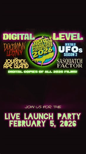 Small Town Monsters on Instagram: "TIER REVEAL: DIGITAL LEVEL Backers at the Digital Level receive early access to all 2026 Small Town Monsters films long before wide release. That includes Dogman Legacy, Journey to Ape Island, On the Trail of UFOs: Season 2, and Sasquatch Factor. It’s the simplest way to support the campaign and experience a full year of monsters, and investigations early. Join us February 5 for the LIVE launch party. We’ll be going live with the crew, answering questions, and 