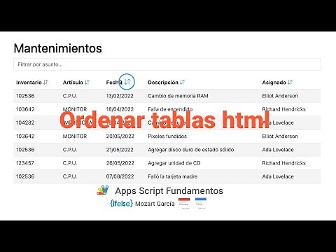 Apps Script 55 - Ordenar tablas html