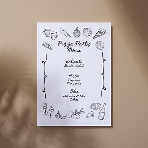 Pizza Party Menu Card CANVA Template - Etsy