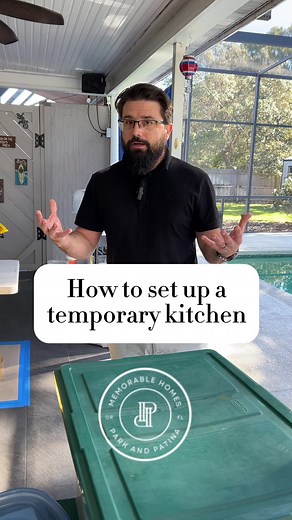 The best temporary kitchen we have seen! We walk you through and give you tips you can use during your remodel. One of the most important things to do during a remodel is to recreate your routine and comforts as best you can. Orlando remodeling, kitchen remodel, interior design, custom cabinetry, full home remodel, residential contractor, design build #homeremodel #interiordesign #designbuild #contractor #kitchencontractor #temporarykitchen