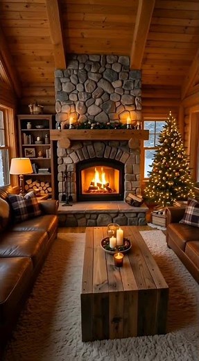 The ultimate cozy Christmas living room with a crackling fireplace 🎄🔥