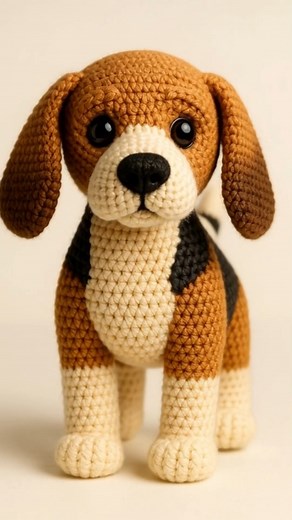 The Cutest Crochet Beagle Ever! #crochetdog #crochetbeagle #amigurumiart #handmadeplushies #cutecrafts #yarnlovechallenge #craftreels | Creative Crochet
