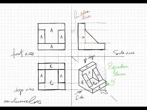 Orthographic Projection Example [2] – Front, Side, Top Views in Procreate (iPad Demo)