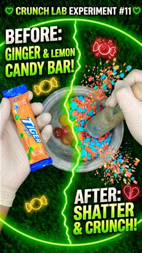 CRUSHING GINGER & LEMON CANDY BAR 😎 | ⁠#CrunchLab⁠ ⁠#CandyCrushing⁠ ⁠#ASMR⁠ ⁠#SatisfyingVideo⁠ ⁠