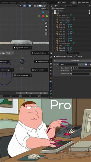 CURVE MODIFIER: NOOB MISTAKE VS PRO TRICK #blender #3d #shorts