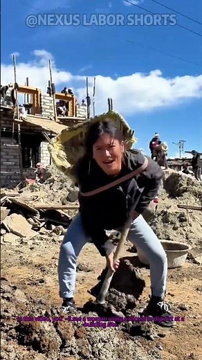 Women in Construction: Lady Digging Dirt to Build a House – Inspiring Labor Moment