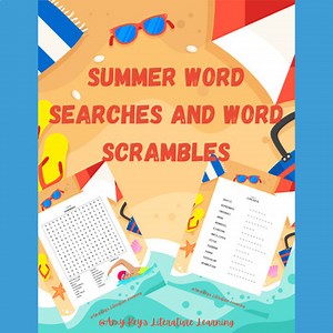 Summer Word Searches & Scrambles End of Year Word Puzzles Vocabulary Grades 6-12