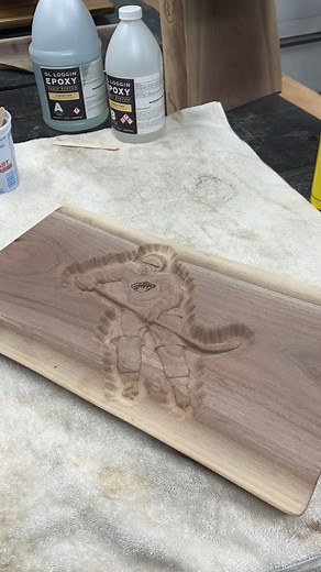 Custom MN Wild Hockey Player Epoxy Carving | Woodworking Showcase