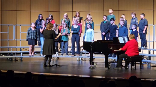 Pipestone Area Schools seventh grade choir members sing "Jingle Bell Rock" during today's middle school choir concert. The concert included music by sixth, seventh and eighth grade students. | Pipestone County Star