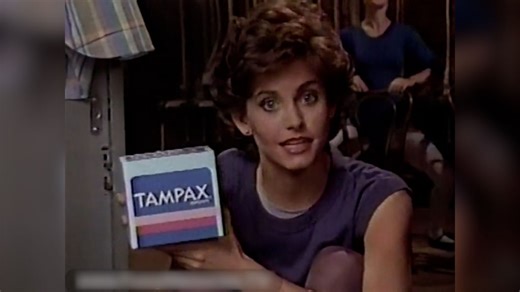 Courteney Cox featured in a 1985 ad for tampons.
