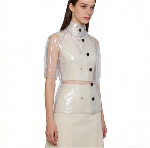 Transparent PVC Sheer Cropped Blazer - High Collar Double-breasted Clear Short Sleeve Jacket (Y2K Futuristic Minimalist Style) - Etsy