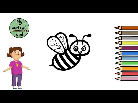 Learn How To Draw a Bumblebee - Easy drawing, painting and coloring for kids