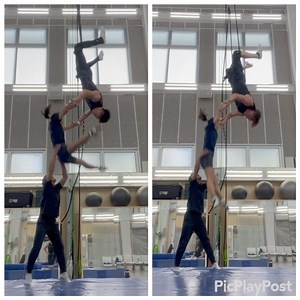 21 reactions | Duo trapeze training  Looks same but there is a...