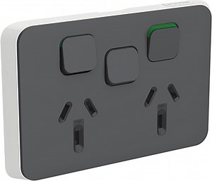Clipsal Iconic Double Powerpoint 10A   Extra Switch Skin Anthracite