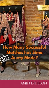 18 reactions | How many successful matches has Sima Aunty made? In this clip from my live interview with Sima Taparia of Indian Matchmaking, she's sharing lots from her world of matchmaking! Full interview is up on my YouTube www.youtube.com/amindhillon Would you be down to use an Indian Matchmaker like Sima Aunty? Let me know in the comments below. #simaaunty #simataparia #indianmatchmaking #chandanfashion #Netflix #indianwedding #simafrommumbai #matchmaking | Amin Dhillon | Facebook