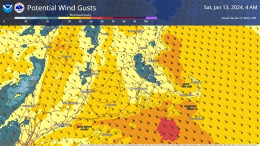 5.6K views · 59 reactions | Anticipate wind gusts in the Southeast ranging from 30 to 50mph, with localized areas, particularly the outermost Cape Ann and Cape Cod, experiencing higher gusts up to 60mph. These intensified winds are forecasted to pick up shortly after 3 AM and persist until 10 AM. Throughout the afternoon, the breeze will linger from the southwest, maintaining speeds between 20 and 30 mph. | US National Weather Service Boston MA | Facebook