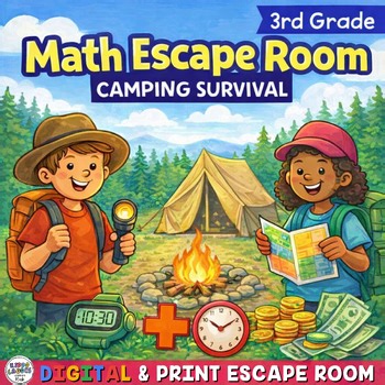 3rd Grade Camping Math Escape Room | Outdoor Survival Review Activity