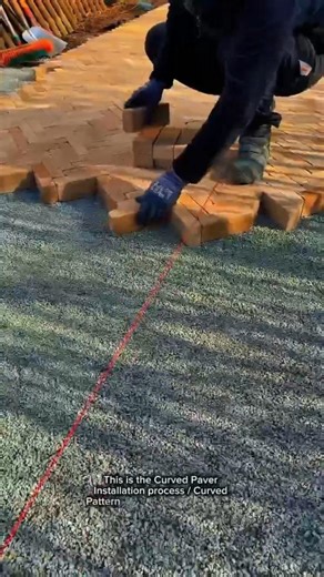 Perfect Curved Paver Installation | Professional Brick Pathway Construction Technique