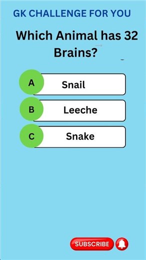 Amazing Facts : Do You Know Which Animal has 32 Brain? 🧠🐋 Ultimate General Knowledge Quiz 🦐 Quiz
